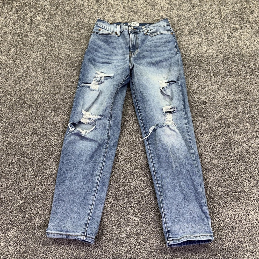Denizen From Levis Jeans Womens 27 Blue High Rise Mom Distressed Denim Stretch